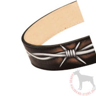 Leather Collar for Dogs with BW Paint | Designer Collar Wide
