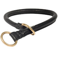Akita Inu Round Leather Silent Training Choke Collar, 12 mm