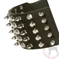 Leather Wide Designer Spiked Dog Collar, Extra Wide 3 inch