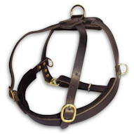 Tracking Pulling Walking Leather Dog Harness for all dog breeds