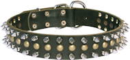 Leather Spiked and Studded Dog Collar 3 Rows
